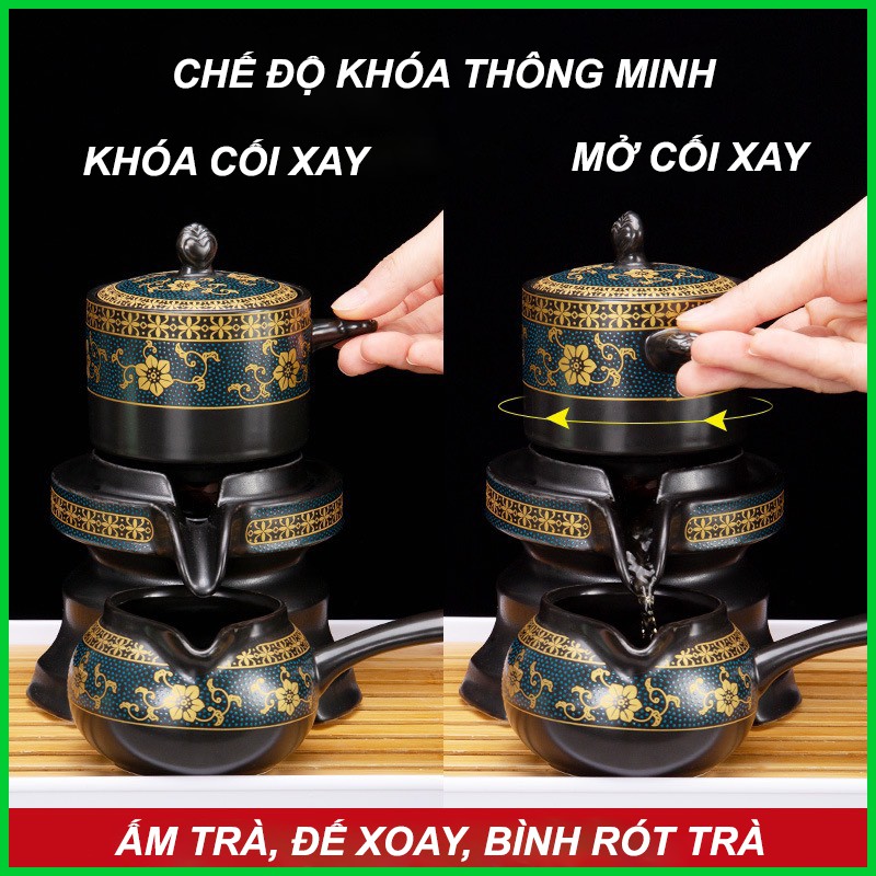 BỘ ẤM CHÉN TRÀ CỐI XAY KIỂU CỔ - BỘ ẤM TRÀ CAO CẤP - BỘ ẤM TRÀ SANG TRỌNG