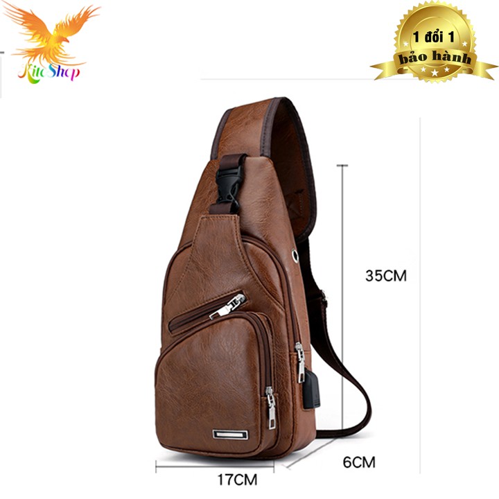túi đeo chéo unisex cao cấp thời trang hàn, chất liệu da pu 5*