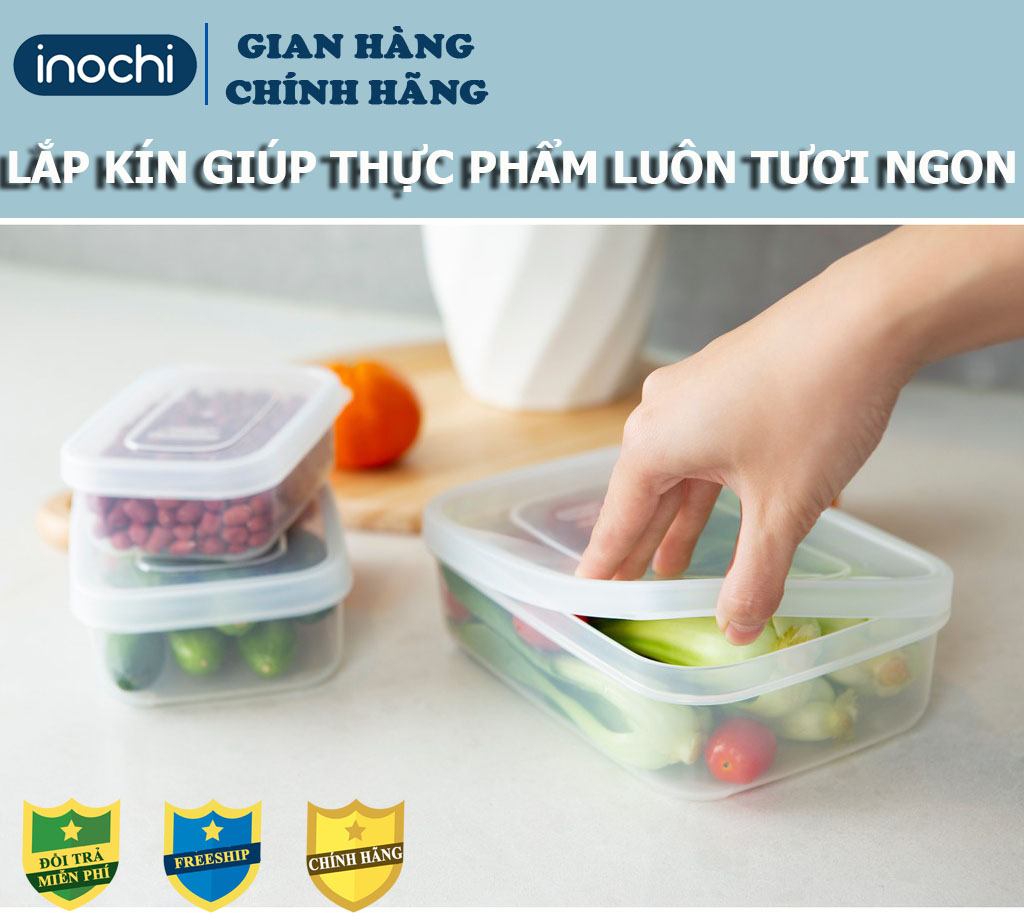 [Bộ 3] Hộp Nhựa Đựng Thực Phẩm, Hộp đựng cơm , Hộp đựng đồ đa năng , hộp đựng Thức Ăn - Hokkaido - hộp chữ nhật INOCHI