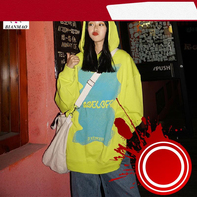 Áo thun tay dài có nón trùm đầu phong cách hip hop thời trang cho nữ