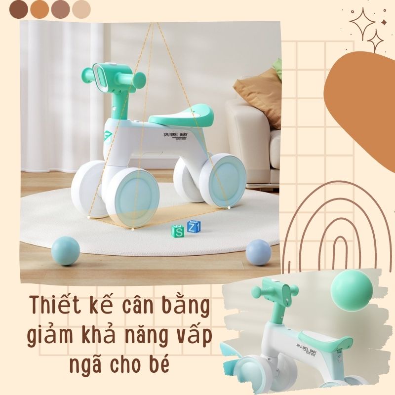 Xe chòi chân thăng bằng cho bé từ 1 tuổi – 3 tuổi, xe tập đi SQUIRREL BABY – Hàng chính hãng