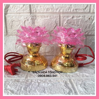 Bộ 2 cái đèn Led thờ cúng hoa sen đổi màu