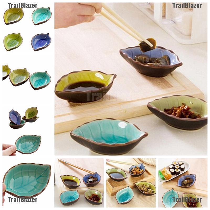 Đĩa đựng thức ăn bằng gốm sứ hình chiếc lá xinh xắn