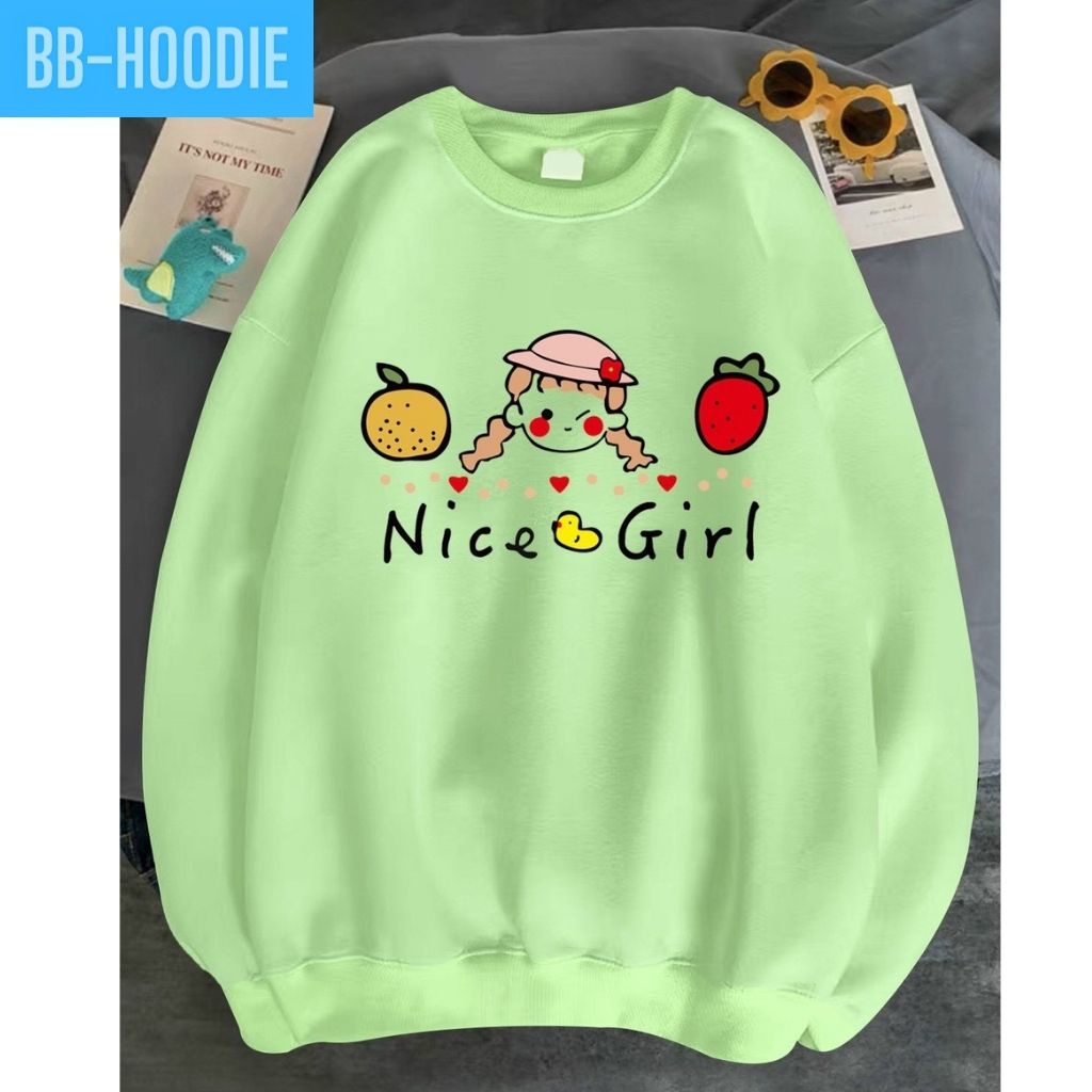 Áo Sweater Nỉ Bông NICE GIRL Thu Đông Ulzzang Unisex Form Rộng