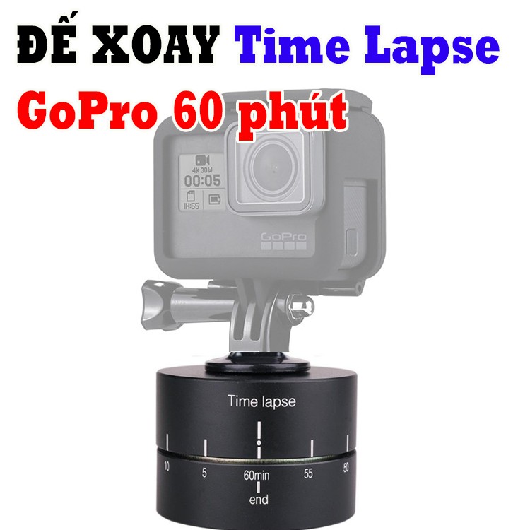 Đế xoay gắn gopro chụp time Lapse 60 phút bằng kim loại có chuông báo