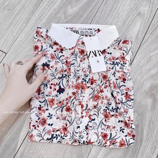 Sơ mi voan hoa cổ ren
