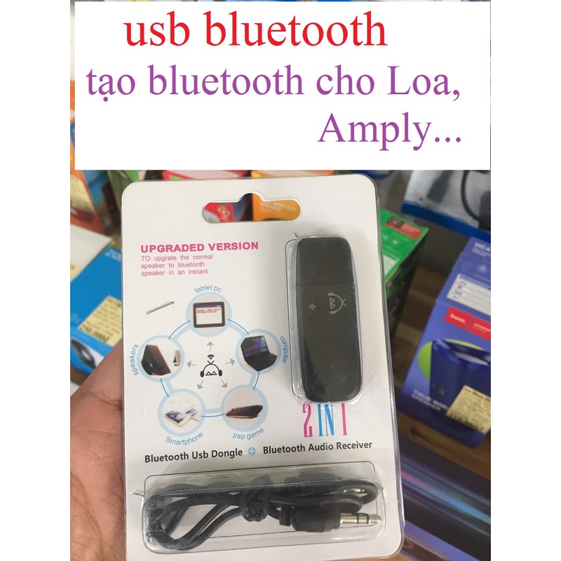 USB Bluetooth BT DONGLE 2in1 dùng cho: amply, loa không bluetooth, loa trên ô tô, loa vi tính, loa karaoke...