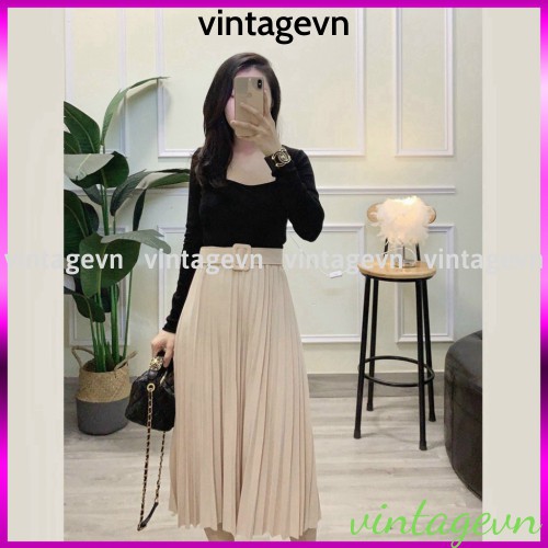 {vintagevn} chân váy xếp ly kèm đai loại đẹp Yannan | BigBuy360 - bigbuy360.vn