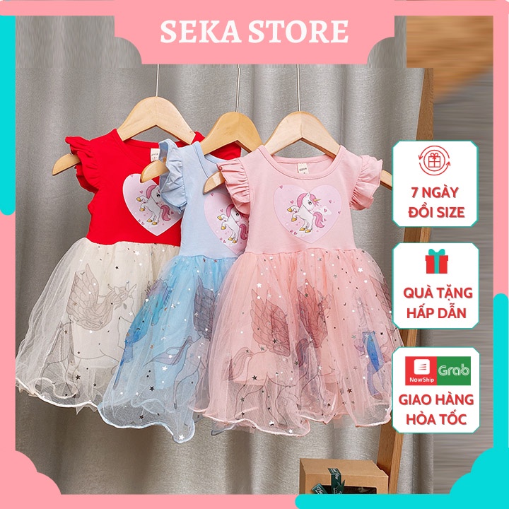 Váy trẻ em đẹp đầm ngựa Pony công chúa Elsa cho bé gái cotton voan xòe mùa hè in họa tiết 3D - SEKA KIDS 2104.04 CS123