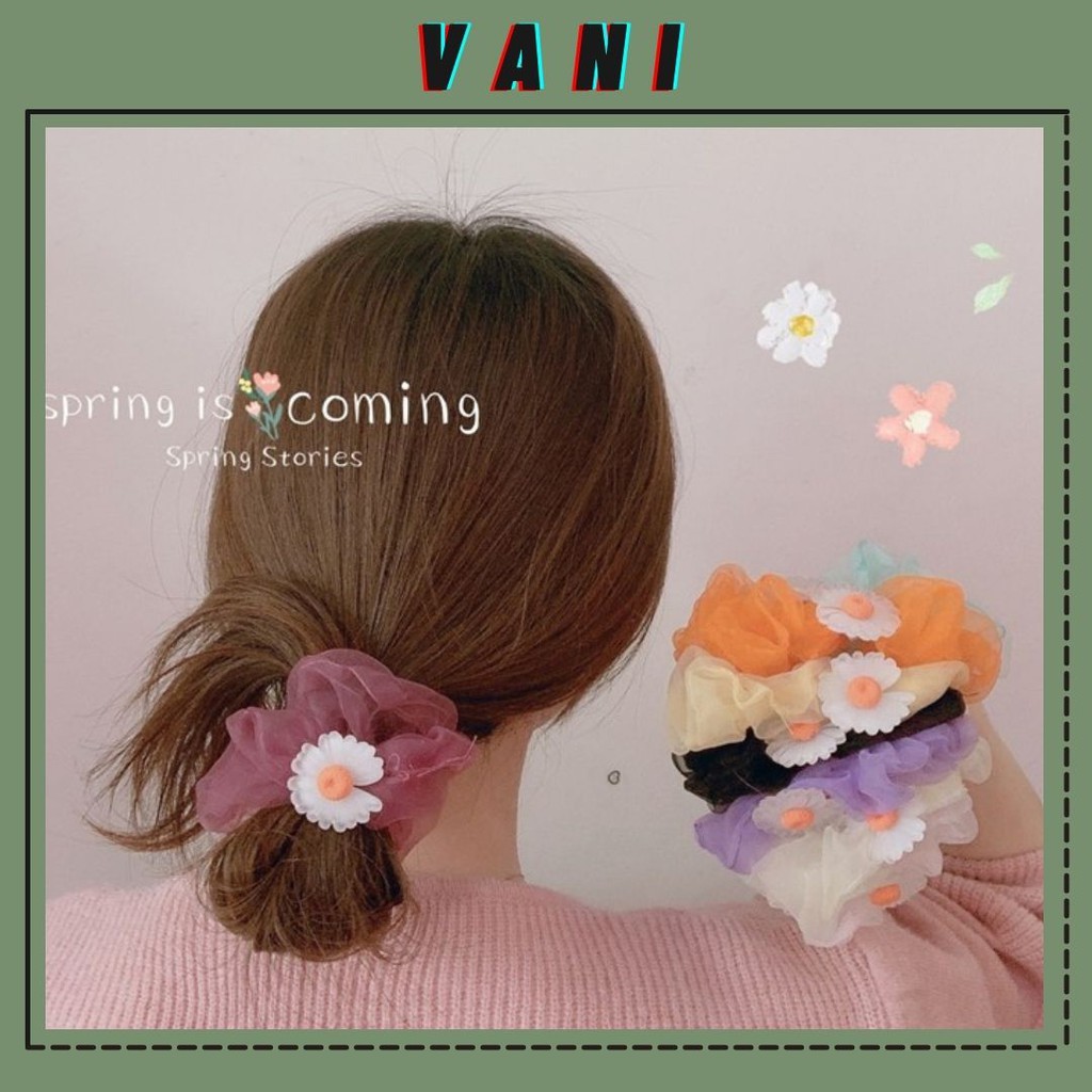 Cột Tóc Vải Scrunchies Cúc Khuyết Cánh Dễ Thương Xinh Xắn - Vani Store [PKT00127]