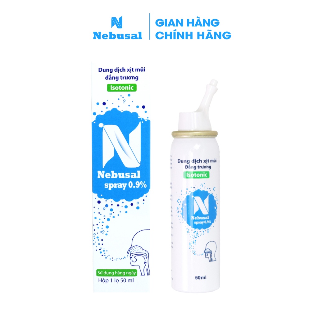 Xịt Mũi Nebusal 0.9% 50ml vệ sinh mũi hàng ngày, phòng ngừa nghẹt mũi, sổ