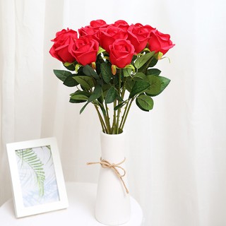 Mua (Siêu rẻ) Hoa hồng lụa cao cấp cành dài 50cm nở vừa nhiều màu sắc. Hoa lụa trang trí nhà