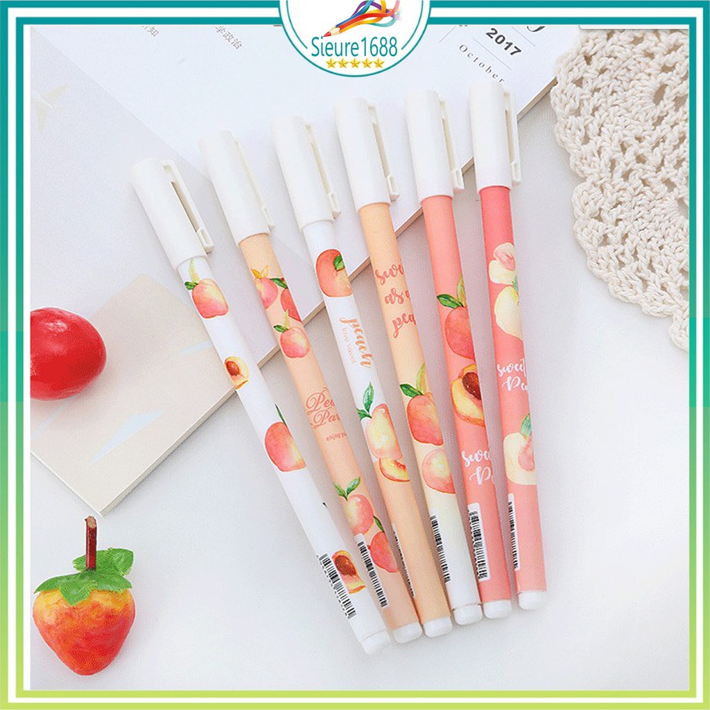 Bút Bi Ngòi 0.38mm Thiết Kế Hình Quả Đào Xinh Xắn
