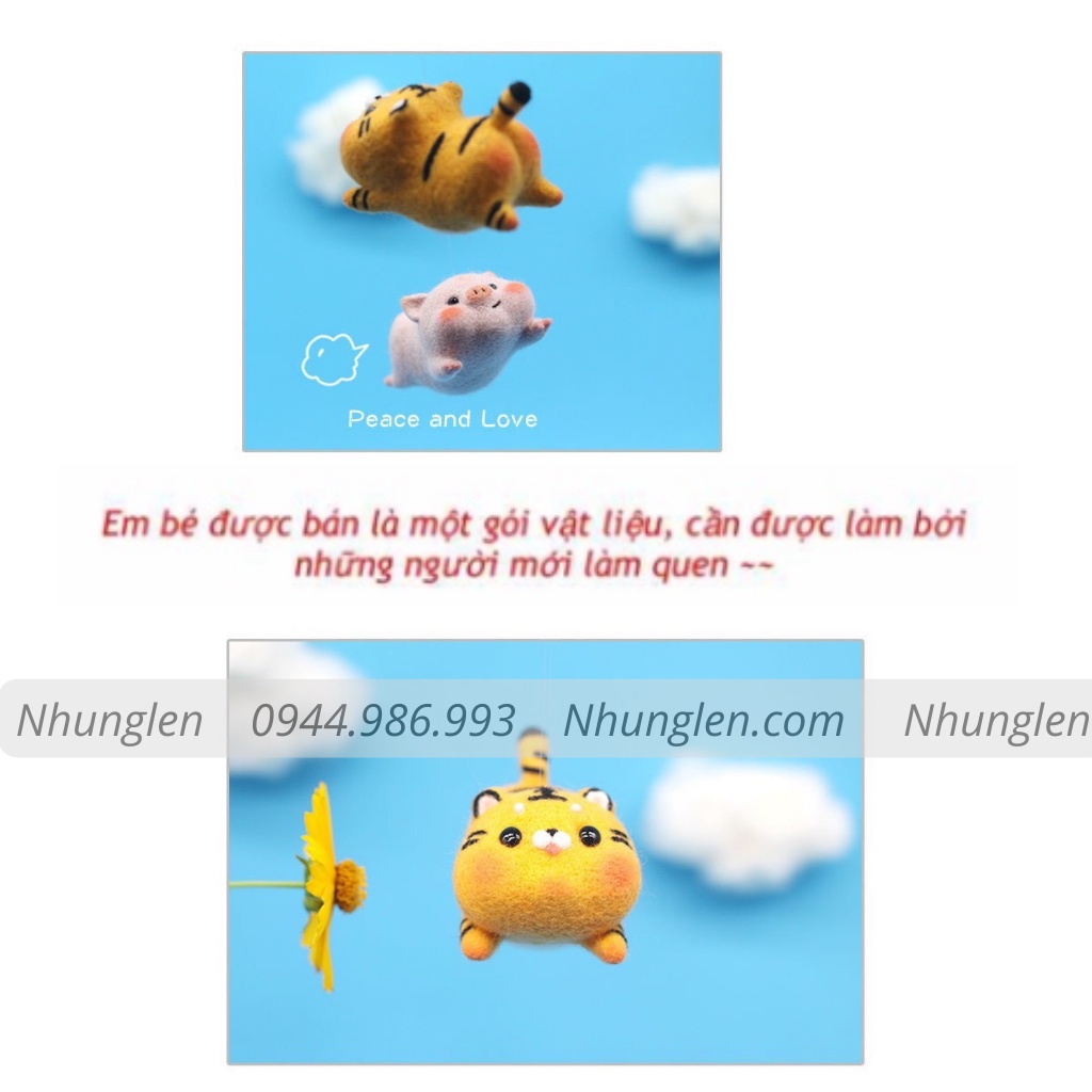 Bộ len chọc Siêu Nhân Thú Cưng, len chọc heo, kỳ lân, corgi, hổ du hành, làm móc khoá từ len, đồ handmade, quà tặng