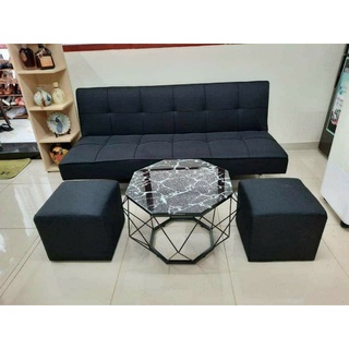 Bộ Sofa bed + 2 đôn + 1 bàn trà mặt đá (Freeship nt HCM, DA, BH)