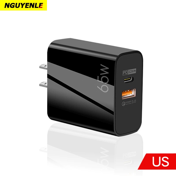 Củ sạc nhanh 65W QC 3.0 32W PD 33W GaN điện thoại máy tính bảng cáp type C 6A
