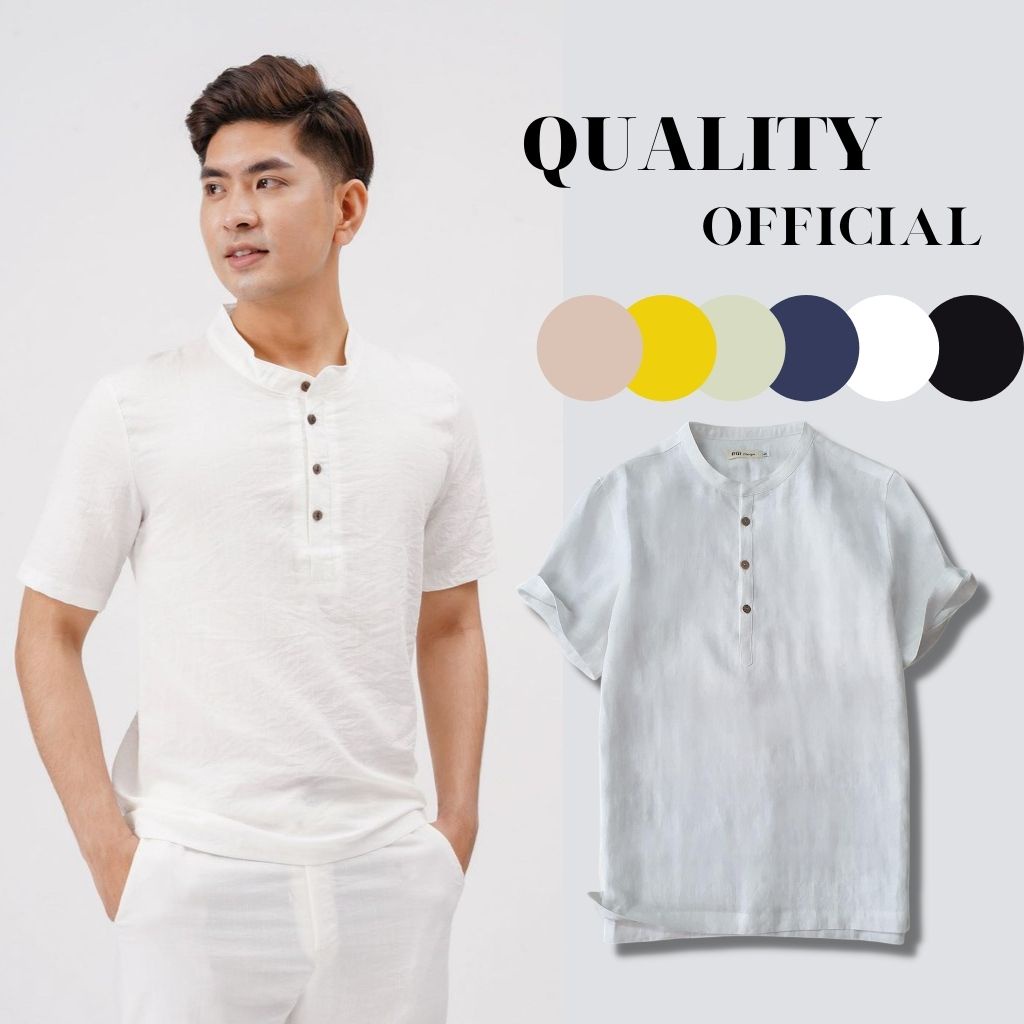 Áo Đũi Nam ngắn tay đẹp ÁO thun nam trơn cổ tàu vãi đũi thái Cao Cấp nhiều màu THE-QUALITY AD63