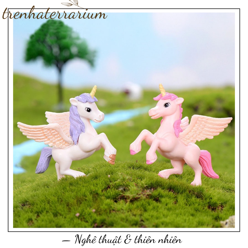 Tiểu cảnh ngựa Pony Pegasus kỳ lân động vật bonsai, terrarium