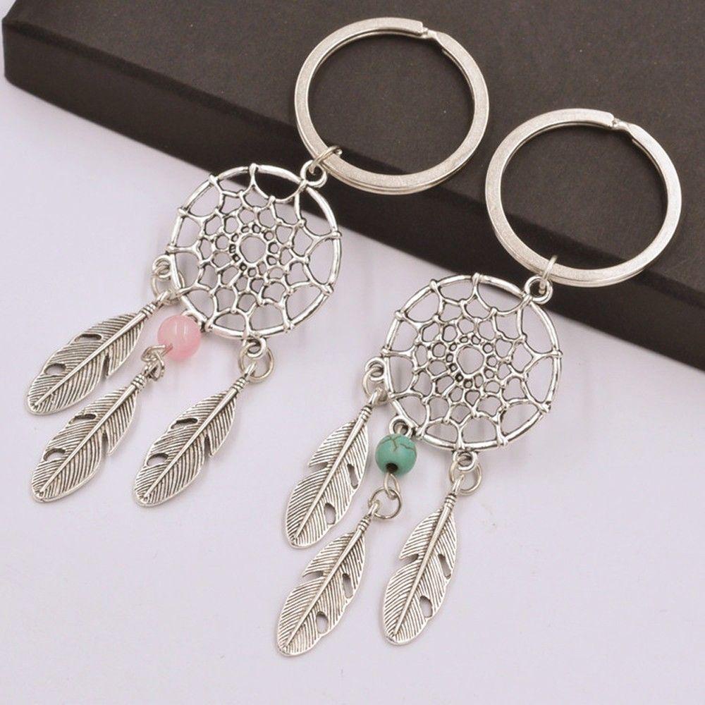 Móc Khóa Hình Dreamcatcher Bằng Hợp Kim Phối Lông Vũ Nhiều Màu Sắc