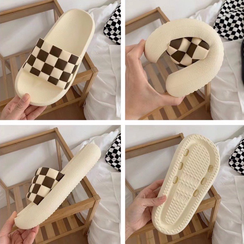 Dép bánh mì caro, dép quai ngang nữ caro dễ thương bản 2022 - cực nhẹ êm chân