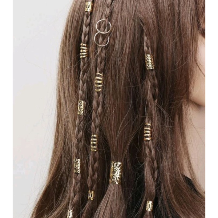 85 cái nẹp móc gài trang trí tóc thắt bím tạo kiểu dreadlock màu vàng cực chất