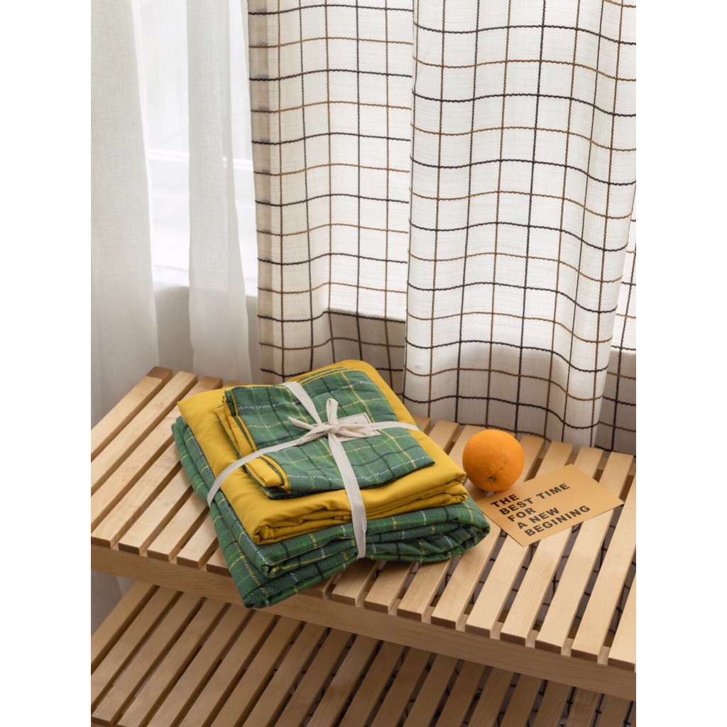 Bộ Chăn Ga Gối Cotton Tici Kẻ Hàn Quốc Vintage Chăn Chần Bông Cao Cấp Các Mẫu Mới 2022 | BigBuy360 - bigbuy360.vn