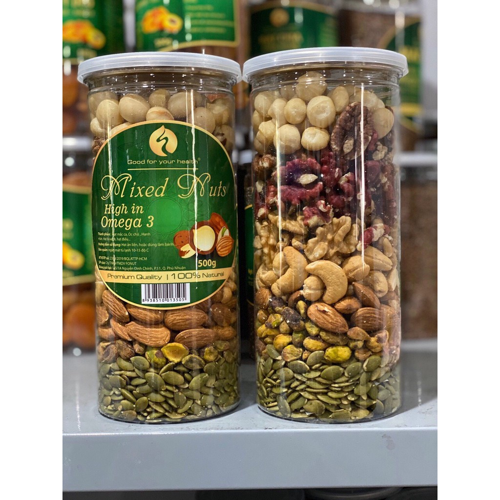 Mixed nuts 8 loại hạt đã tách vỏ - Hũ 500g