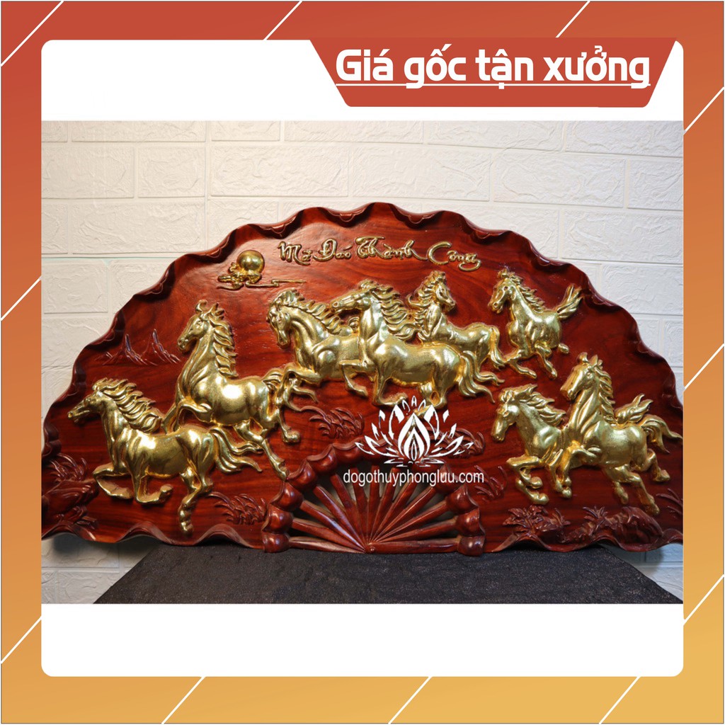 Tranh quạt mã đáo thành công nguyên tấm gỗ hương đỏ nhập dài 1m rộng 50cm dày 5cm