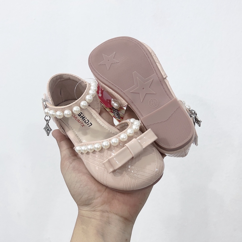 Giày búp bê bé gái da bóng mềm đính hạt siêu xinh sang chân đế dẻo nơ nhỏ xinh xắn thời trang 9008