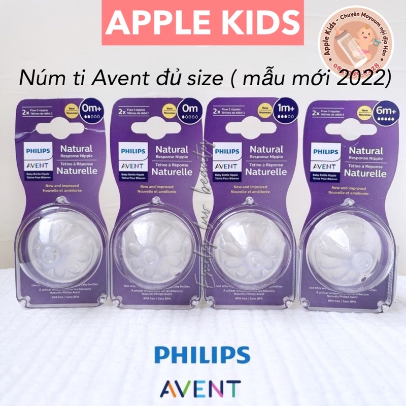 [ Mẫu mới 2022] Núm thay thế bình Philips Avent đủ size