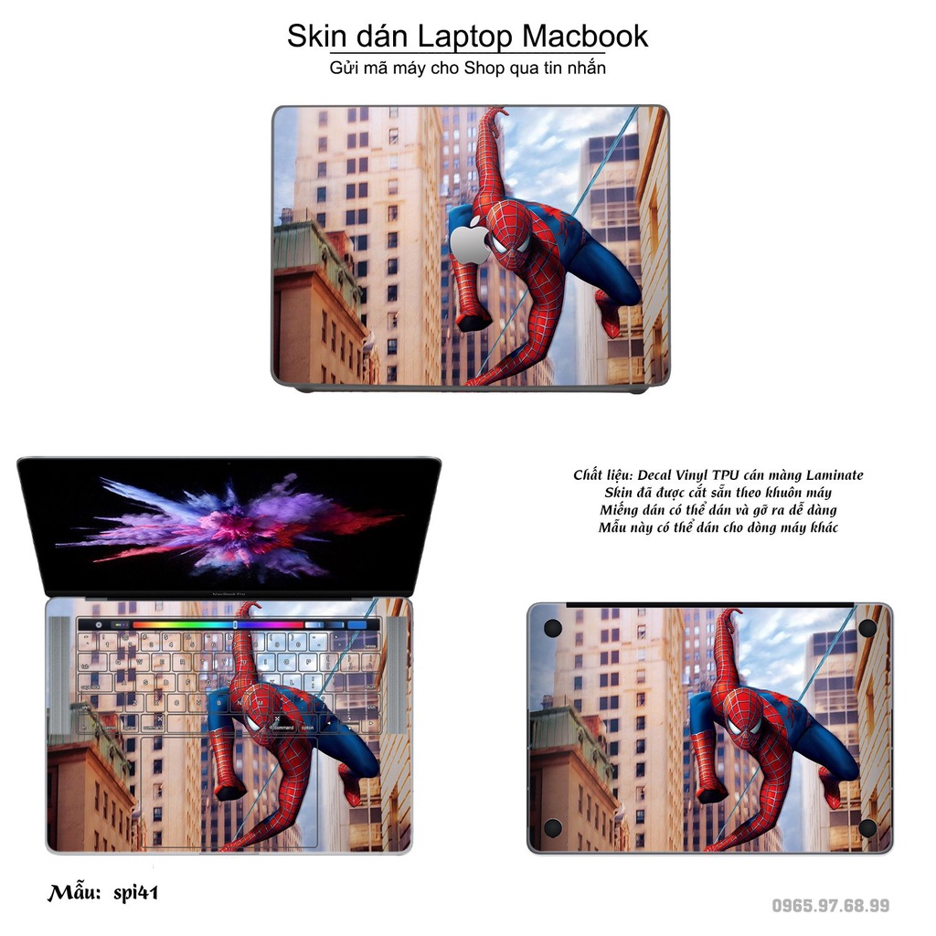 Skin dán Macbook mẫu người nhện Spiderman (đã cắt sẵn, inbox mã máy cho shop)