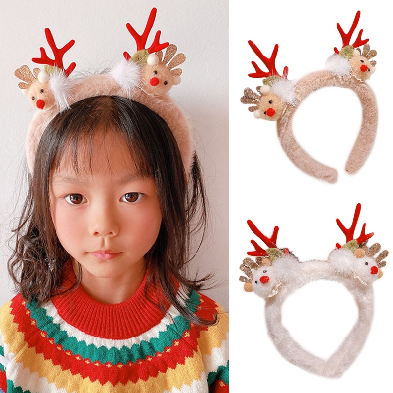 Giá Đỡ Băng Đô Rửa Mặt / Trang Điểm Họa Tiết Sừng Tuần Lộc Giáng Sinh Dành Cho