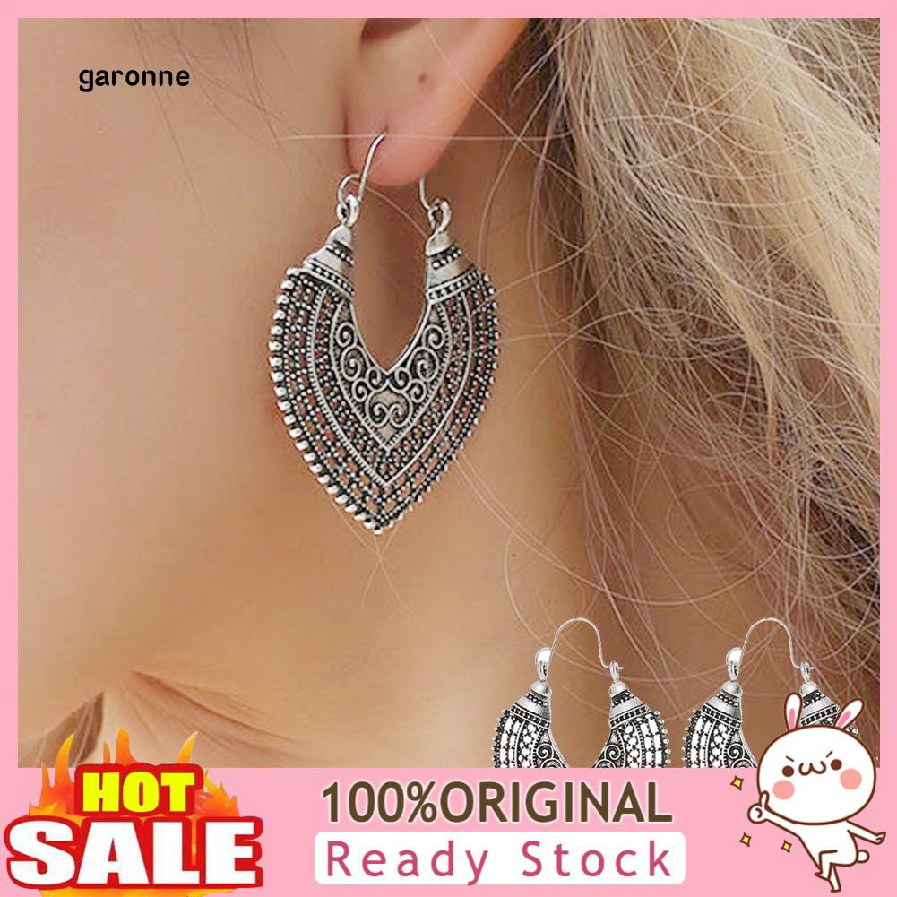 GA_Retro Women Hollow Out Heart Shape Dangle Statement Leverback Earrings Jewelry