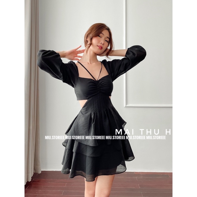 [ẢNH THẬT] ĐẦM VÁY THIÊN NGA CỔ YẾM HAI DÂY TRỄ VAI CUT OUT HỞ LƯNG DÀI TAY VOAN TƠ TRƠN ĐTNHTY | BigBuy360 - bigbuy360.vn