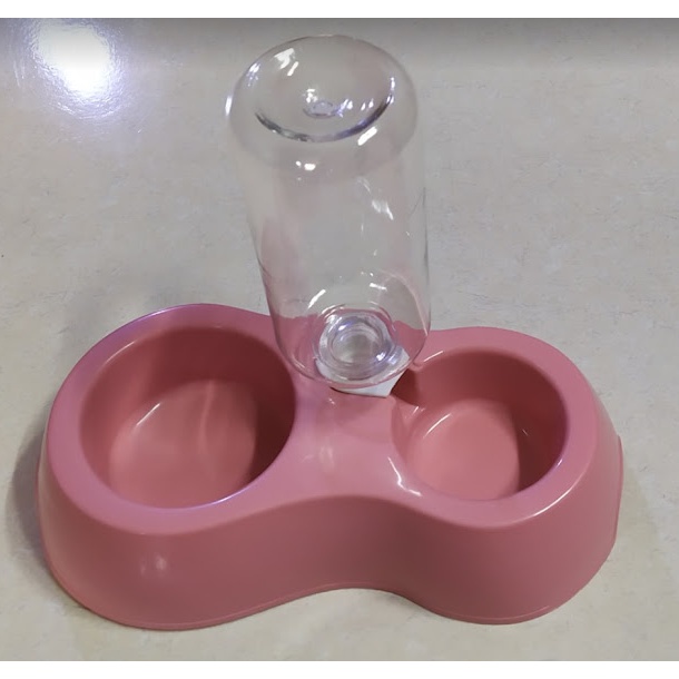 Bát ăn đôi kèm Bình Nước Tự Động khay ăn chén ăn cho chó mèo