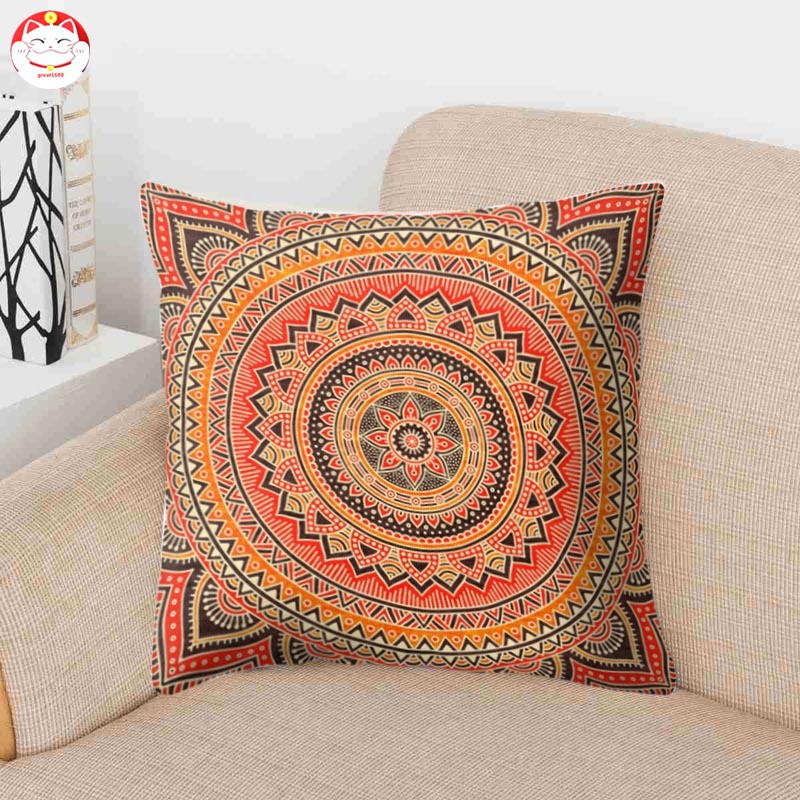 Vỏ Gối Vuông 45x45cm Hoa Văn Phong Cách Bohemian