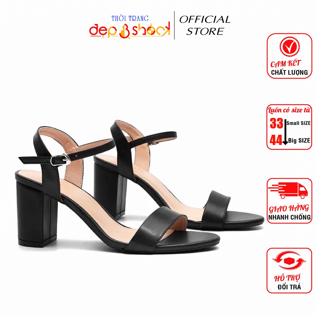 Sandal cao gót bigsize quai ngang gót vuông 5p -7p cao cấp chính hãng Depvashock size 42 43 cho người chân to