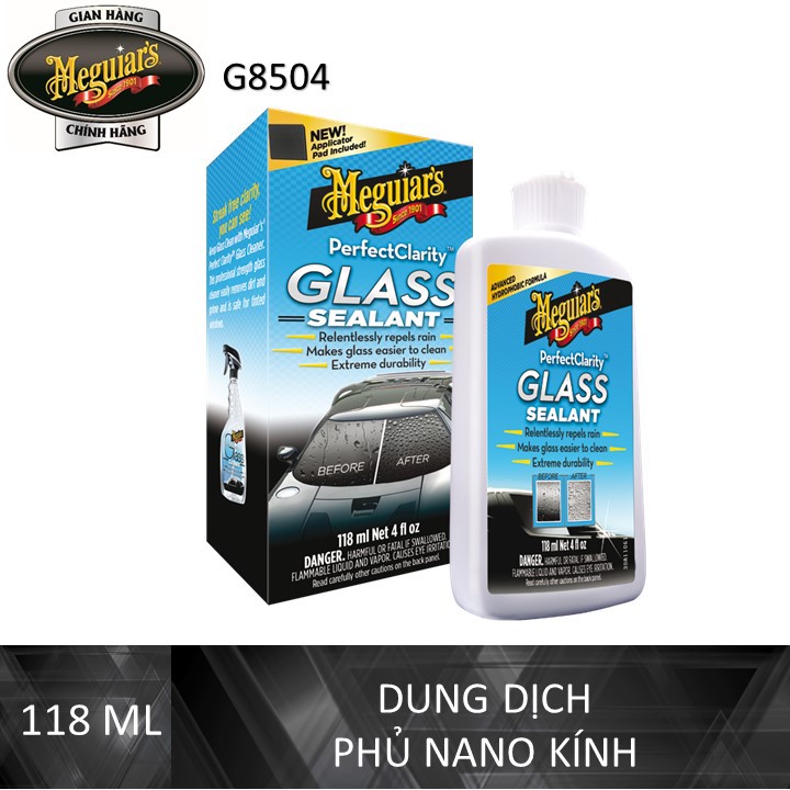 Meguiar's Phủ nano kính xe tạo hiệu ứng lá sen - Perfect Clarity Glass Sealant - G8504,118 ml /4 oz