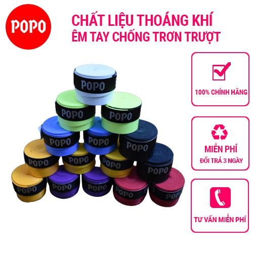 Quấn cán vợt POPO OG1 cho vợt Tennis Cầu lông, mềm mại thoáng khí chống trơn