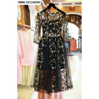 Đầm dự tiệc thêu hoa nhí  cao cấp sang chảnh- hàng Quảng châu