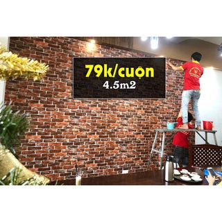 Giấy Dán Tường 3D giả gạch, giả đá, giả gỗ decal không cần keo cuộn 10m x 45cm