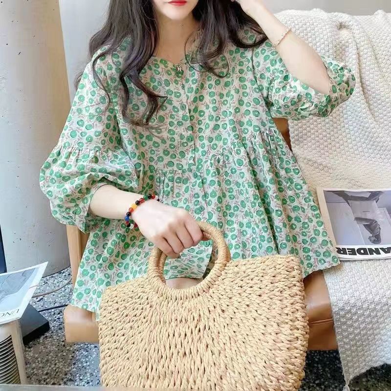 Áo Sơ Mi Hoa Phiên Bản Hàn Quốc 175263 Áo Tay Phồng Dáng Rộng Thời Trang Retro Xinh Xắn Cho Bé