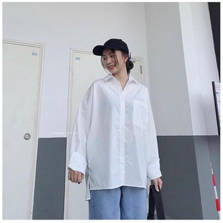 ÁO SƠ MI TRẮNG LỆCH TÀ FORM RỘNG