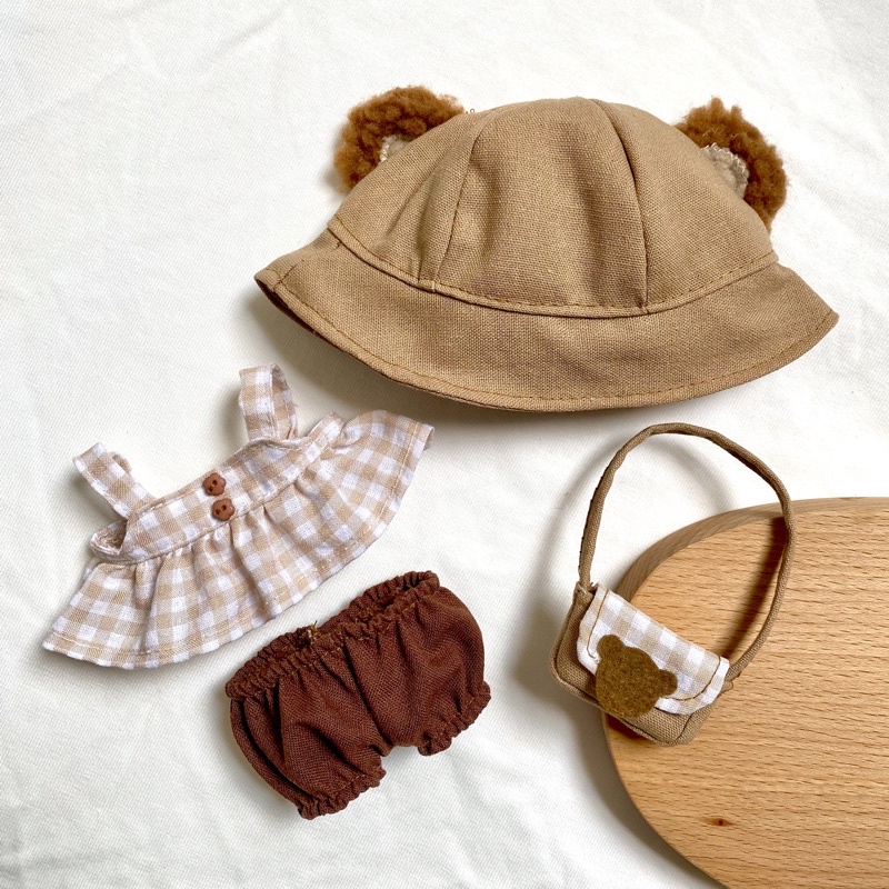 OUTFIT DOLL bộ váy áo summer bear cho doll 15cm và 20cm