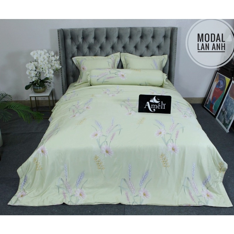 Bộ chăn ga gối tencel mềm mát gỗ sồi AMELI