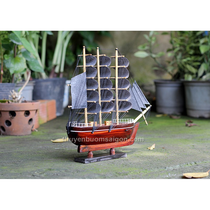 Thuyền buồm gỗ phong thủy trang trí 27cm gỗ tự nhiên, quà tặng khách hàng rẻ đẹp