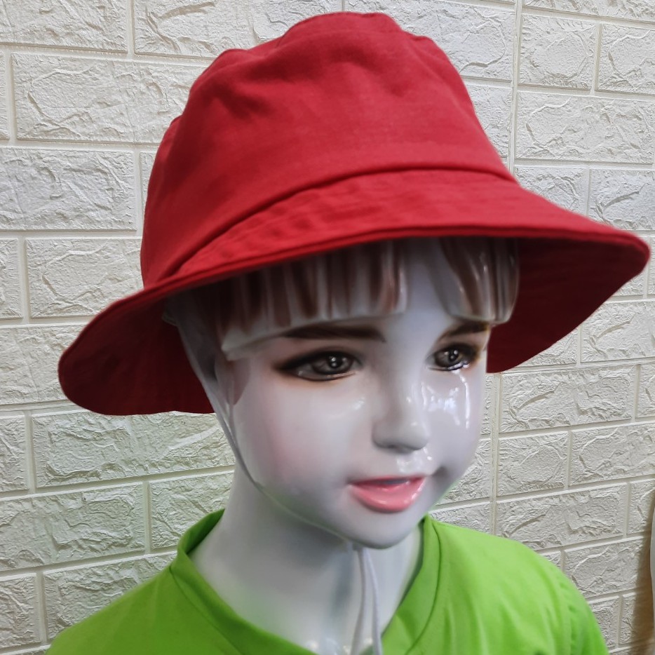 Mũ Nón Tai Bèo Trẻ Em Màu Đỏ Đồng Phục Học Sinh Từ 6 Đến 12 Tuổi