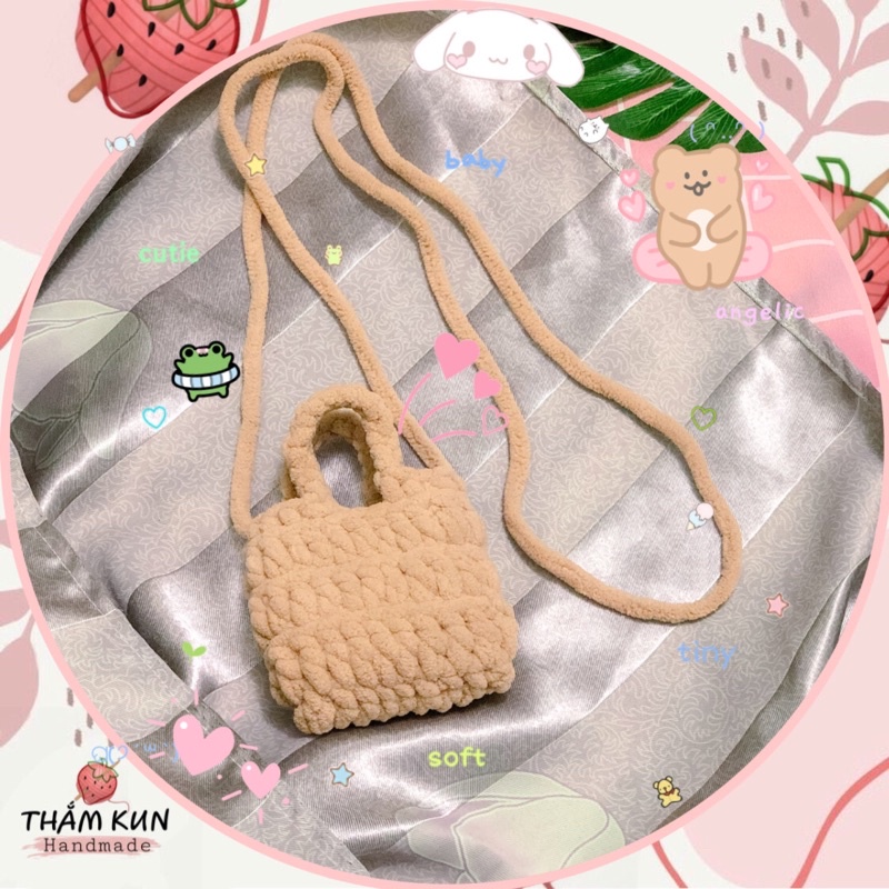 Túi xách len mini đeo chéo hoặc cầm tay