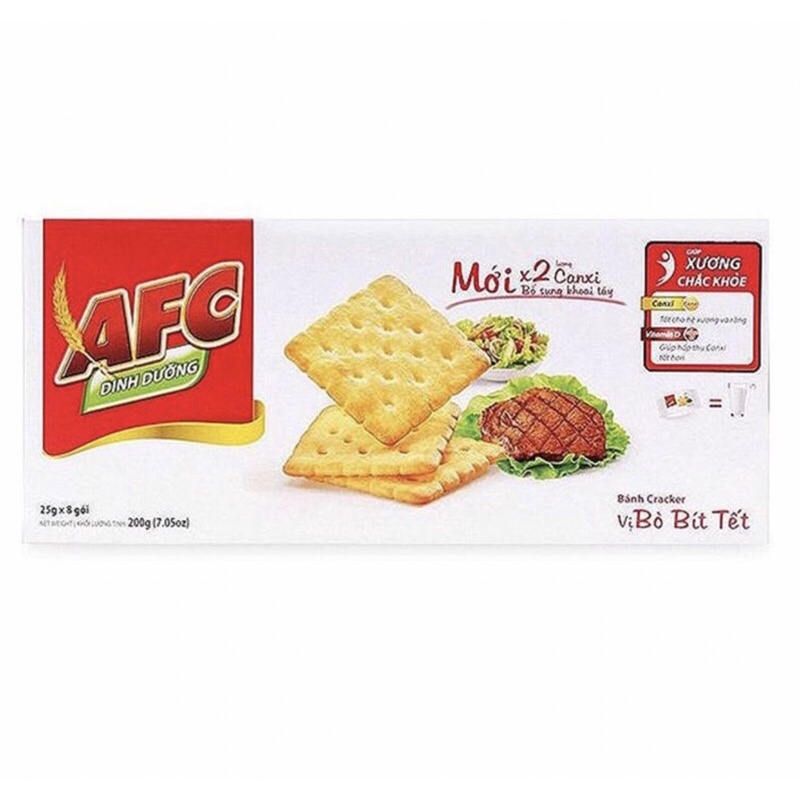 Bánh Quy AFC Caramel Flan 125G/Vị Bò Bít Tết Hộp 200G/Vị Rau Cải Hộp 200G