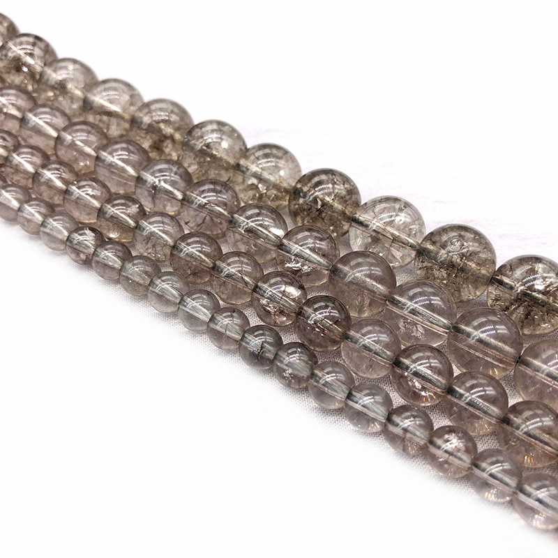 Chuỗi Hạt Đá Pha Lê Đen Tự Nhiên 15 "strand 6 8 10 12 14mm Dùng Làm Trang Sức